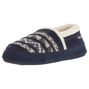 Acorn Women's Moc Slippers - Knit Uppers Cozy, Nordic Blue, Medium | A18605NOBWM