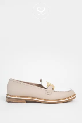 ARA 12-11252 BEIGE/CREAM LEATHER BLOCK HEEL LOAFERS