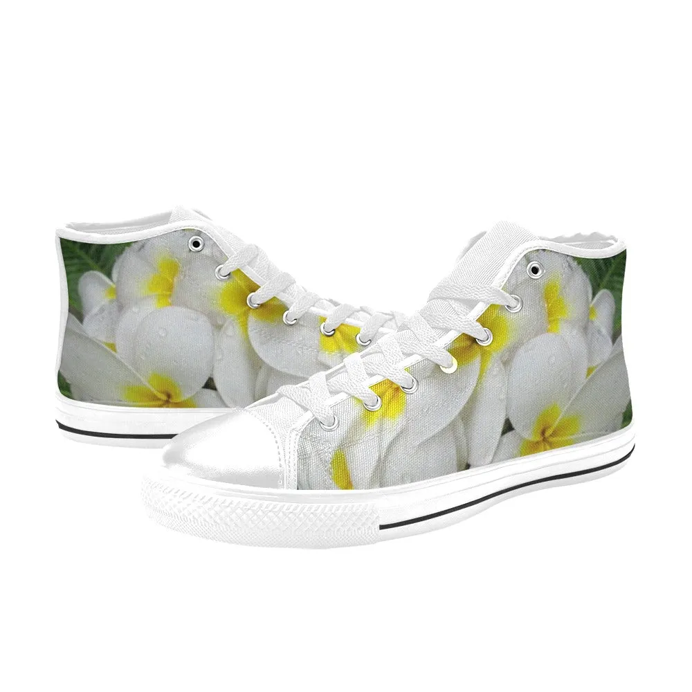 Fresh White Frangipanis High Top Women's Shoes