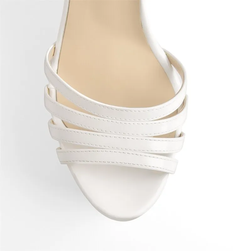 Pointed Toe Ankle Buckle Narrow Band Wedges Sandals
