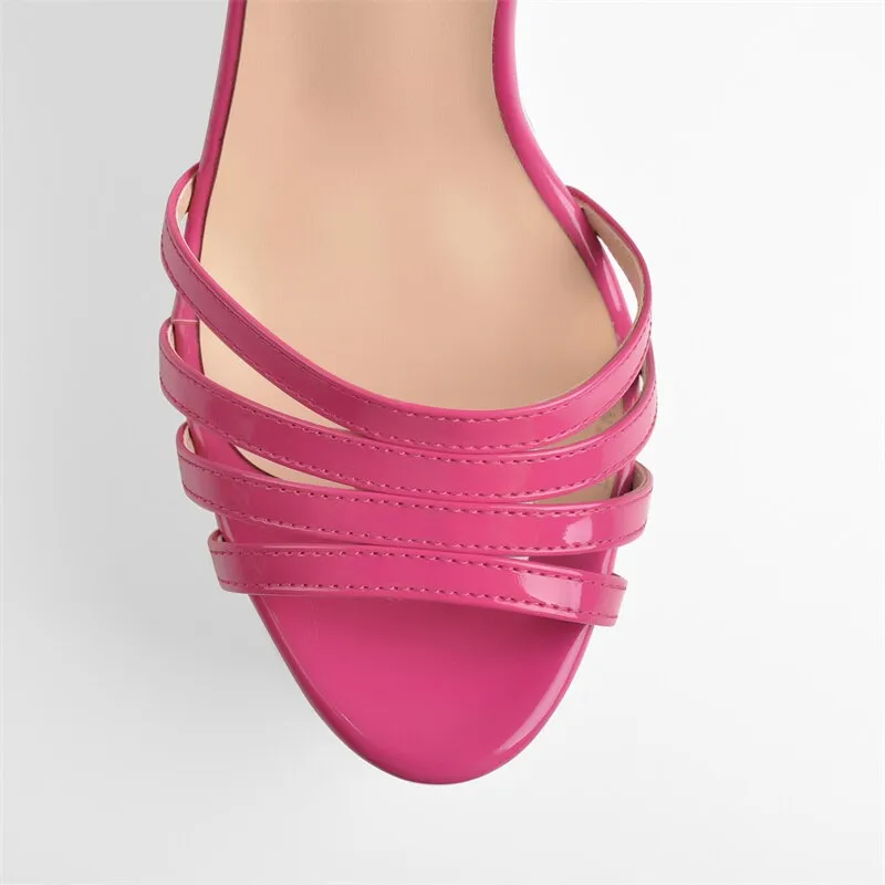 Pointed Toe Ankle Buckle Narrow Band Wedges Sandals