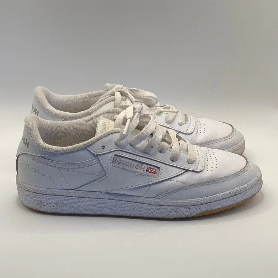 REEBOK Women's White Leather Classic Club C85 Low-Top Lace-Up Sneakers SZ 7.5