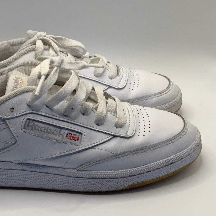 REEBOK Women's White Leather Classic Club C85 Low-Top Lace-Up Sneakers SZ 7.5