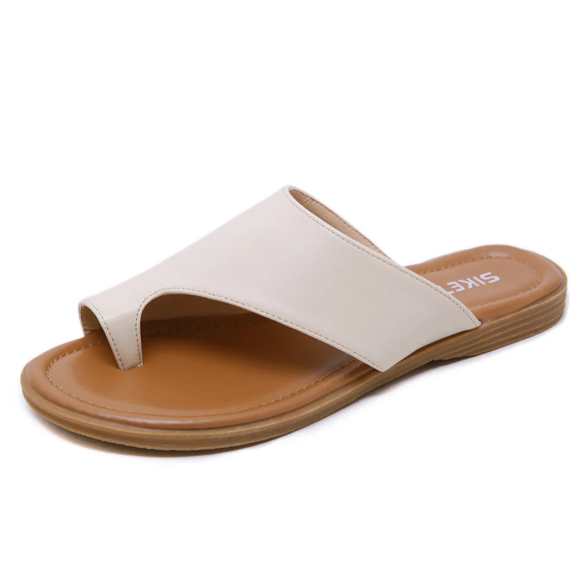 SIKETU | Slip-on Toe Ring Flat Slippers Slide Sandals